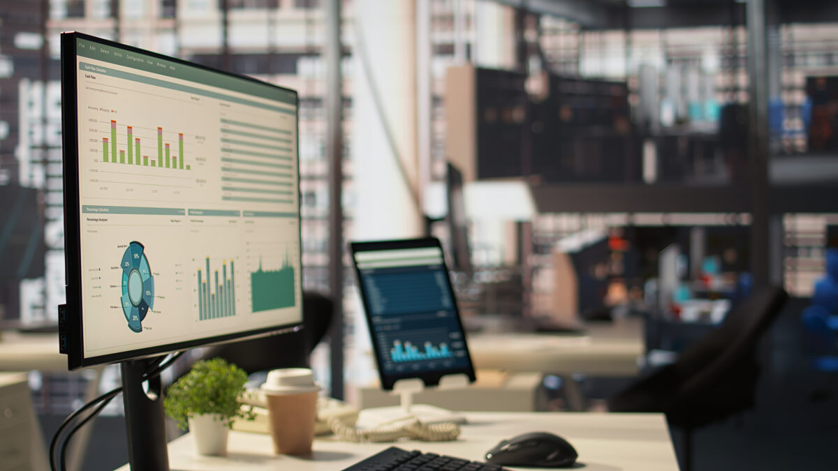 high end office workspace with advanced technology to enhance efficiency