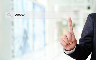 Businessman hand touching address bar